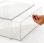mDesign Plastic Stackable Bathroom Storage Organizer Bin Containers with Front Pull Drawer for Bathroom Countertop, Vanity, Closet Shelves - Holder for Beauty Accessories - Lumiere Collection - Clear - Image 6