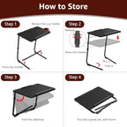 TV Trays Set of 2 - Folding TV Tray Adjustable Dinner Trays for Eating On Couch Wooden Tables Mate Stand Foldable Black Desk with Cup Holder Portable - Image 7