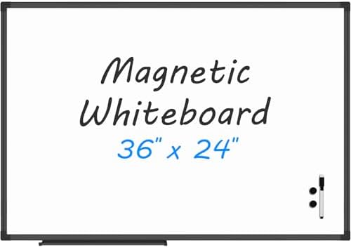Lockways 36" x 24" Magnetic Whiteboard,Black Aluminum Frame Dry Erase Board for Wall Mount, Office, Classroom, Home, School by Lockways