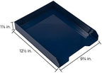 JAM PAPER Stackable Paper Trays - Navy Blue - Desktop Document, Letter, & File Organizer Tray - 2/Pack (Pack of 3) - Image 6