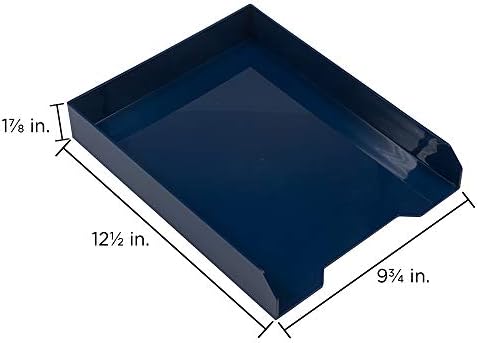 JAM PAPER Stackable Paper Trays - Navy Blue - Desktop Document, Letter, & File Organizer Tray - 2/Pack (Pack of 3) - Image 6