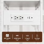 Aetheris Desktop Organizer Shelf, 30" Wooden Office Storage Rack with Outlets, Display Shelf Rack with Light Strip, 5 Tier Desktop Display Rac, Desk Shelf, Desk Hutch for Computer Monitor (White) - Image 5