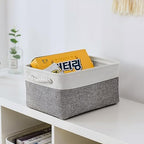TheWarmHome Storage Bins for Shelves - 13.8L×9.8W×6.7H inch 3 Pack Medium Collapsible Storage Baskets for Organizing | Fabric Storage Cubes for Linen Closet Toy Home (White&Grey) - Image 6