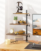 3 Tiers Clamp On Desk Shelf, 360° Angle Adjustable Desktop Shelf Organizer for Home Office Gaming Room, No Drill Desk Extender Adapt to 0.4-2.16 inches Table Thick, Black Brown by ART-GIFTREE