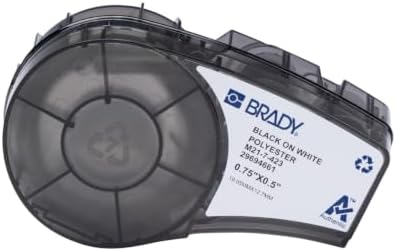 Brady Authentic (M21-7-423) Pre-Sized Harsh-Environment Polyester Labels for Barcode, Circuit Board, Equipment, Inspection, Black on White - Designed for M210, M210-LAB, M211 Printers, 0.5"H x 0.75"W by BradyCorp