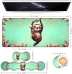 Keyboard Mouse Pad Set, Extended Gaming Mouse Pad+Ergonomics Keyboard Wrist Rest Support, Memory Foam, Easy Typing Pain Relief, 4Pcs XL Ultra Thick Desk Mat,Funny Sloth - Image 6