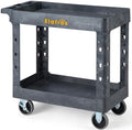 ELAFROS 2-Tier Heavy Duty Rolling Cart, 34 x 17 in, 2 Fixed 2 Swivel, Gray by ELAFROS