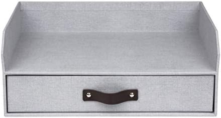 Bigso Box of Sweden Walter Letter Tray for A4 or Letter Size Documents - Paper Tray Organizer for Desk with Storage Drawer and Stable Rubber Feet - 13.1in x 10in x 5.2in - Ash - Image 3