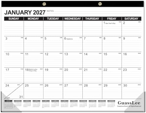 GuassLee Large Desk Calendar 2027-2028, 18 Months, 22"x17" by GuassLee