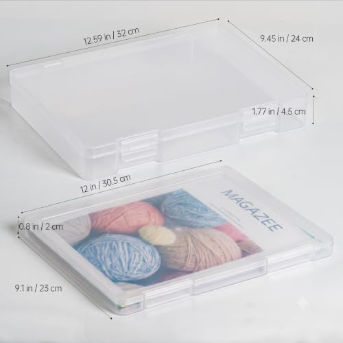12 Packs A4 Paper Storage Boxes, 8.5 x 11 Plastic Portable Project Case for US letter Size and A4 paper, Plastic Multi-Purpose Thick Scrapbook Storage Box for Office - Image 2