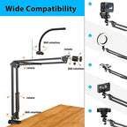 Overhead Camera Mount with Ring Light, Flexible Articulating Phone Arm Stand Compatible with iPhone, Logitech Webcam, Desk Tripod for YouTube Live Stream Cooking Nail Video Recording - Image 5