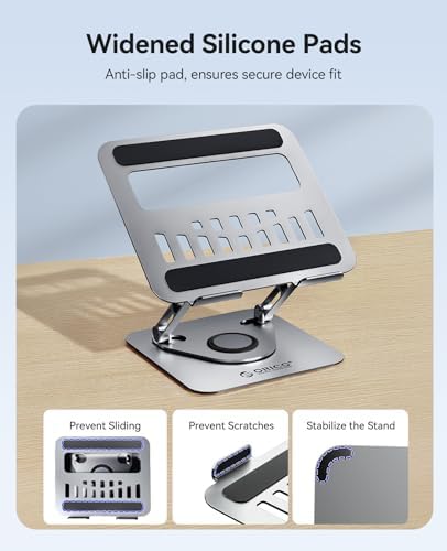 ORICO Adjustable Laptop Stand for Desk, 360° Rotating Base, ST12-Gray - Image 4