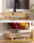 Monitor Stand Riser,Wood Desk Shelf with 2 Tier Storage - Image 4