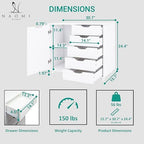 Naomi Home Amy 5-Drawer Rolling Office File Cabinet - White - Image 2