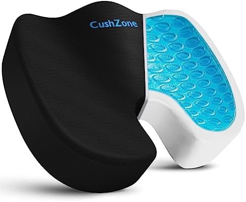 Gel Seat Cushion, Cooling Memory Foam Cushion for Office Chair, Black by CushZone