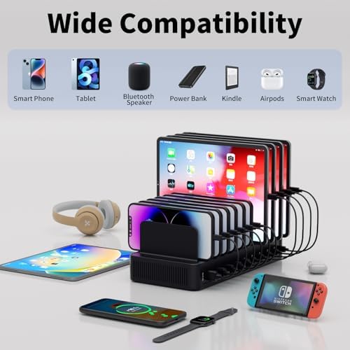 60W Charging Station for Multiple Devices, 10-Port USB Fast Charger - Image 5