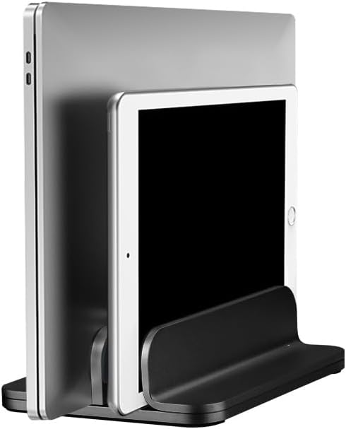 Aluminum Alloy Double Slot Storage Port Vertical Laptop Stand，laptop stand for desk，adjustable laptop stand，Applicable to all MacBook models - Image 3