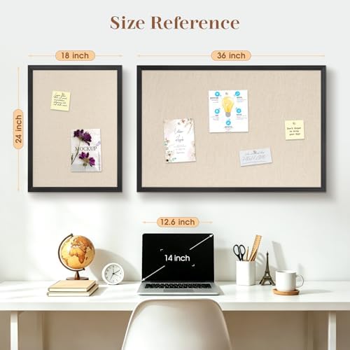 DOLLAR BOSS 24"x18" Linen Cork Board Decorative Bulletin Board, Black - Image 4