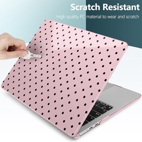 DONGKE for MacBook Air 13 Inch Case M5 2026 M4 2025 M3 M2 2024-2022 A3449 A3240 A3113 A2681, Plastic Hard Shell & Keyboard Cover & Screen Film for MacBook Air 13.6 Inch Case - Black Polka Dots - Image 4