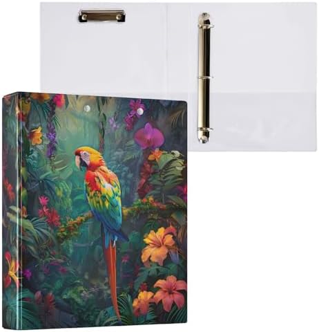 JIPONI 3 Ring Binder Parrot Macaw Tropical 1 Inch Round Binders for Men Women Students, Cute File Organizer for Office Home School - Image 3