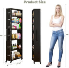 6-Tier Slim Rolling Storage Cart with Wheels, 8-Inch Deep Metal Utility Cart for Kitchen, Bathroom, Laundry, Craft Room – Narrow Design for Easy Organization and Mobility (Black) - Image 7