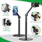 Overhead Phone Stand for Desk, 2-Section Telescoping Tripod - Image 3