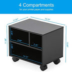 FITUEYES Mobile Printer Stand with Storage, Wood Small Printer Table, Black - Image 2