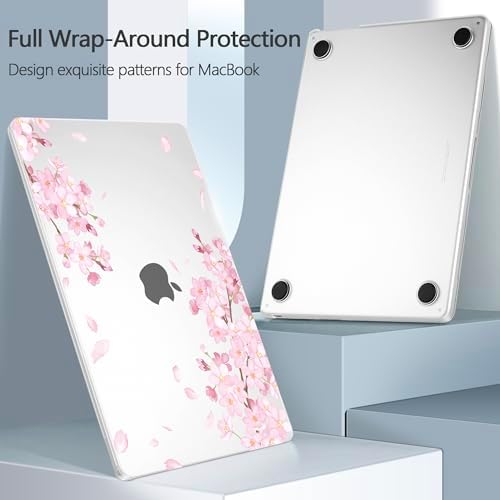 for New MacBook Air 13 inch Case 2026 M5 2025 M4 2024 M3 Chip– Aesthetic Lightweight Floral Design Clear Hard Shell 6-in-1 Bundle with TPU Keyboard Cover & 2X OTG Adapters, Cherry Blossoms - Image 3