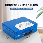 KYODOLED Blue Safe Box with Digital Keypad Lock, Lock Box with Code for Personal Items, Metal Security Box for Cash, Passport, Jewelry, Ideal for Home, Office, Garage Sale, 11.8'' x 9.4'' x 3.5'' - Image 2