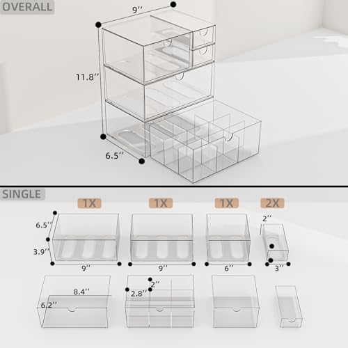 Clear 5-Drawer Stackable Desk Organizer Storage Set - Image 3