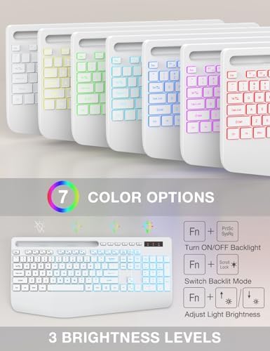 SABLUTE Wireless Keyboard with 7 Colored Backlit, Wrist Rest, 2.4G Lag-Free - Image 2