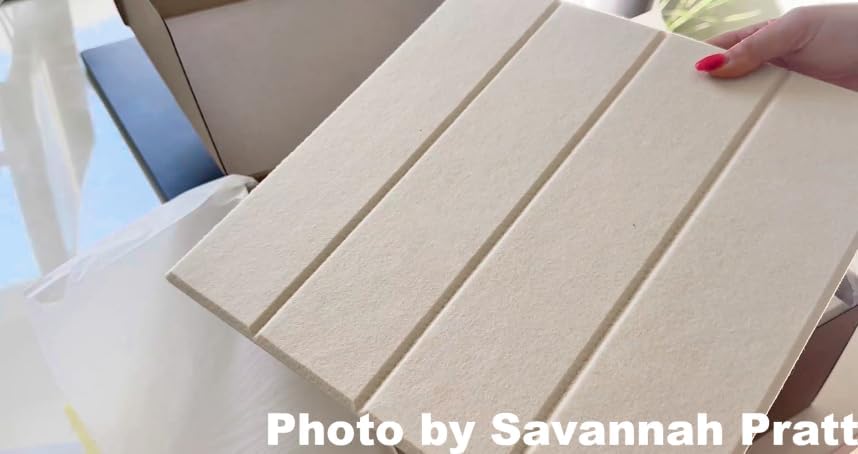 Felt Bulletin Board Tiles | Modern Cork Board Alternative | Large Cork Boards for Walls | Aesthetic Felt Wall Panels for Office & Home Decor | Pinboard & Photo Board (12-Pack) | Beige - Image 2