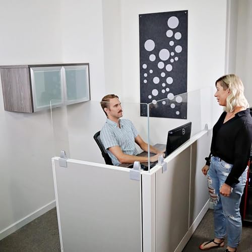 OBEX Acrylic Mounted Small Brackets Quality Desk Privacy Panel & Divider for Your Office Cubicle-Increase Separation & Improve Productivity, 18" x 42", Clear by OBEX