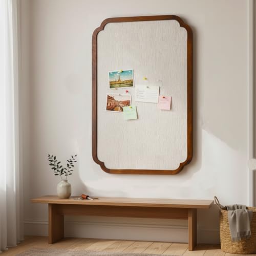20 x 30in Vintage Framed Pin Board Fabric Linen Display Bulletin Board Large Message Picture Photo Pinboard Memo Decorative Pinboard for Gift Wall Decor Living Room by FWTRMRC