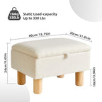 Aibiju Ottoman with Storage, Small Foot Rest for Couch 16x12x9.5inch, Safety Hinge Flip Top Foot Stool Load up to 330lb for Living Room Dorm Teddy White YD-JD136W - Image 3