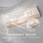 MPTOG Bluetooth Computer Wireless Keyboard with Wrist Rest (Khaki White) - Image 4