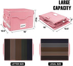 DocSafe Fireproof Document Box with Lock,File Storage Organizer with Zipper Pockets,Collapsible Portable File Box Home Office Safe Filing Cabinet with Handle for Hanging Letter/Legal Folder,Pink - Image 5