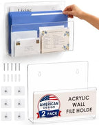 HAYVAN Acrylic Wall File Holder, No Drill Mount 2 Pack Clear by HAYVAN
