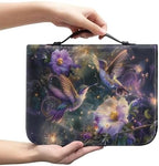 Trippy Hummingbird Flowers Print Bible Covers Case for Women Girls, Bible Cover Church Bag Protective with Top Handle Bible Carrying Case by Glomenade