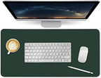 Desk Mat, Waterproof Desk Pad Protector, Eco-Friendly Natural Cork & Leather Double-Sided Office Desk Mat Mouse Pad, Smooth Surface Soft Desk Writing Mat for Office Home Work Game (Green, 35x18Inch) by ELEOPTION