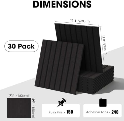 Large Cork Board for Walls 71" x 59",30 Pack 12"X12"Felt Bulletin Board Tiles with 240 Adhesive Tabs,Cork Board Alternative for Office Decor, Push Pin Board Wall Organizer- Black - Image 4
