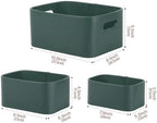 HofferRuffer Faux Leather Storage Baskets Bins with Velvet Lining for Organizing, Storage, Gifts, Set of 3 Nesting Shelf Baskets Decorative Storage Boxes for Home Organization (Green) - Image 2