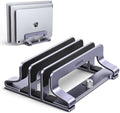 UGREEN 3-Slot Vertical Laptop Stand Holder Desk Compatible with MacBook Pro Air Laptop Stand Desktop Adjustable, Lenovo Ideapad, Surface Book, HP Notebook, Dell Chromebook Up to 17.3 Inch, Space Gray by UGREEN