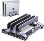 UGREEN 3-Slot Vertical Laptop Stand Holder Desk Compatible with MacBook Pro Air Laptop Stand Desktop Adjustable, Lenovo Ideapad, Surface Book, HP Notebook, Dell Chromebook Up to 17.3 Inch, Space Gray by UGREEN