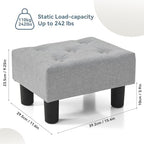 Poofzy Small Foot Stool Ottoman, Linen Ottoman Foot Rest with Legs, Rectangle Foot Rest for Couch, Footstools and Ottomans Small for Living Room and Entryway (Light Gray) - Image 3