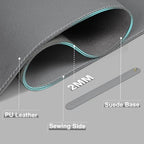 Leather Desk Pad Protector, 47.2'' x 23.6'', Suede Base Sewing Desk Blotter, Non-Slip Office Mat, Waterproof Writing Pad for Office and Home - Dark Gray - Image 2