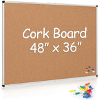 Cork Board Bulletin Board 36 x 48, Silver Aluminium Framed 4x3 Corkboard, Foldable Office Board for Wall, Large Wall Mounted Notice Pin Board with 36 Push Pins for School, Home & Office by Justdowhatyouwanttodo