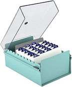 Acrimet 4 x 6 Card File Holder Organizer Box Metal Base Heavy Duty (AZ Index Cards and Divider Included) (Green Color with Clear Crystal Plastic Lid Cover) by Organizingyourlife