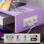Dual Monitor Stand with USB Ports Wood Monitor Stand Riser with Drawer - Image 3