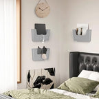 YOHOM Adhesive File Holder Plastic Document Folder Door No Drilling Mount Mail Magazine Organizer A4 Filing Envelopes Folder, Office Wall Mount Single Pocket(GREY, 3 PCS) - Image 5